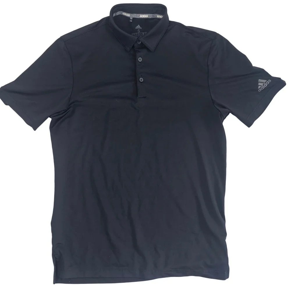 Adidas Golf Polo Shirt Mens Small Black‎ Short Sleeve Performance Active Top S